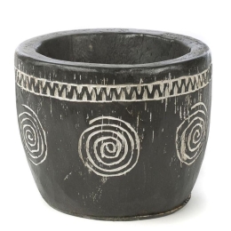 Κασπώ boho από φοινικόξυλο σε γκρι χρώμα 20x22 εκ
