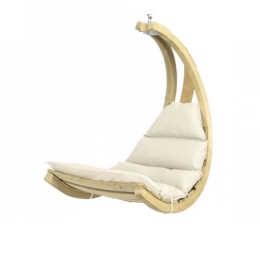 Αιώρα κάθισμα Swing Chair κούνια ξύλινη με εκρού μαξιλάρι 73x116x177 εκ