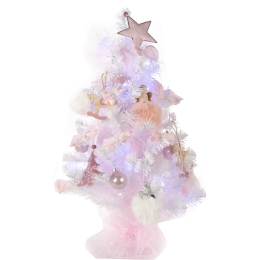 Christmas Lullaby For Her  έτοιμο στολισμένο mini λευκό Χριστουγεννιάτικο δεντράκι με λαμπάκια 60 εκ