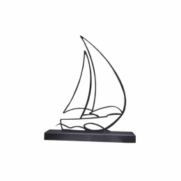 Sailing Boat χειροποίητο επιτραπέζιο μεταλλικό διακοσμητικό με καραβάκι σε μαύρη απόχρωση 32x5x38 εκ