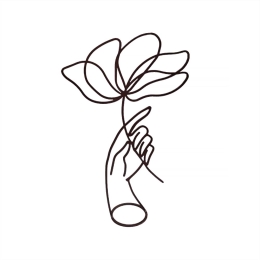 Flower on a Hand χειροποίητο επιτραπέζιο μεταλλικό διακοσμητικό με χέρι να κρατάει λουλούδι και επιλογή απόχρωσης 29x7x40 εκ