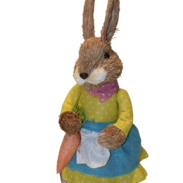 Mrs Grass Rabbit πασχαλινή διακοσμητική φιγούρα λαγουδίνας με κίτρινο φόρεμα 40 εκ