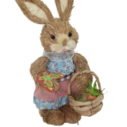 Mrs Grass Rabbit πασχαλινή διακοσμητική φιγούρα λαγουδίνας με ροζ φούστα 32 εκ