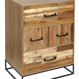 Rustic ξύλινη συρταριέρα σε φυσική απόχρωση 49x35x70 εκ