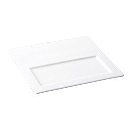 Τετράγωνη πορσελάνινη minimal πιατέλα λευκή 36x36 εκ