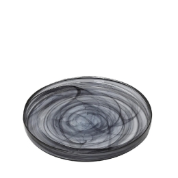 Στρογγυλό πιάτο Atlas alabaster σε μαύρο χρώμα σετ των έξι τεμαχίων 21 εκ