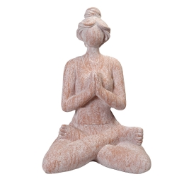 Κεραμική διακοσμητική φιγούρα που κάνει yoga σε μπεζ απόχρωση 26x35x51 εκ