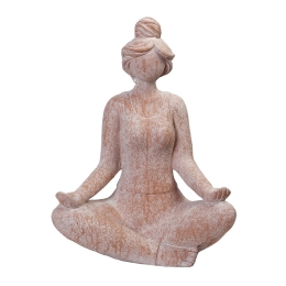 Κεραμική διακοσμητική φιγούρα σε στάση yoga σε μπεζ απόχρωση 38x23x50 εκ