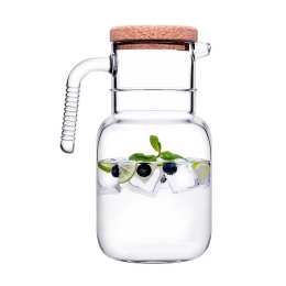 Hoop Jug κανάτα γυάλινη με καπάκι απο φελλό 1500ml 16x22.4 εκ 