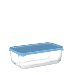 Snowbox δοχείο για φαγητό γυάλινο διάφανο με γαλάζιο καπάκι 20.3x12x7.2 εκ