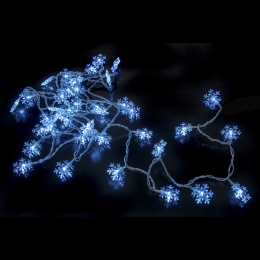40 Led νιφάδες με διάφανο καλώδιο και ψυχρό λευκό φως 4μ