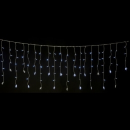 150 Led λαμπάκια IP44 σε κουρτίνα με αστέρια με επεκτεινόμενο διάφανο καλώδιο και ψυχρό λευκό φως 60x300 εκ