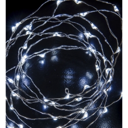 50 MicroLed λαμπάκια αδιάβροχα μπαταρίας με χάλκινο καλώδιο και λευκό ψυχρό φως 2.5μ