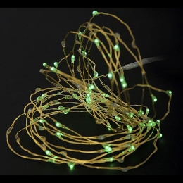 100 Led λαμπάκια Μικρο-Led με χρυσό καλώδιο χαλκού και πράσινο φως 5μ