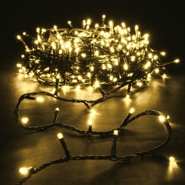 100 Led λαμπάκια IP44 με 8 προγράμματα πράσινο καλώδιο και θερμό λευκό φως 5μ