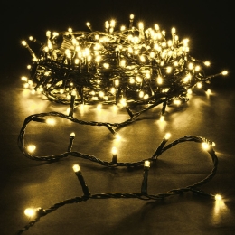 300 Led λαμπάκια IP44 με πρόγραμμα πράσινο καλώδιο θερμό λευκό φως 15μ