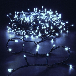 300 Led λαμπάκια IP44 με πρόγραμμα πράσινο καλώδιο και ψυχρό λευκό φως 15μ
