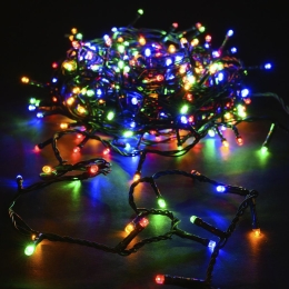 300 Led λαμπάκια IP44 με πρόγραμμα πράσινο καλώδιο και πολύχρωμο φως 15μ