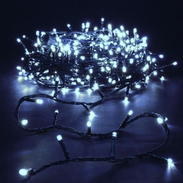 400 Led λαμπάκια IP44 με πρόγραμμα πράσινο καλώδιο και ψυχρό λευκό φως 20μ