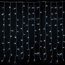 200 Led λαμπάκια IP44 κουρτίνα με επεκτεινόμενο διάφανο καλώδιο και ψυχρό λευκό φως 200x100 εκ