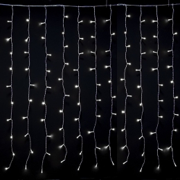 200 Led λαμπάκια IP44 κουρτίνα με επεκτεινόμενο διάφανο καλώδιο και θερμό λευκό φως 200x100 εκ