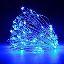 50 MicroLed λαμπάκια μπαταρίας με καλώδιο χαλκού και μπλε φως 2.5μ