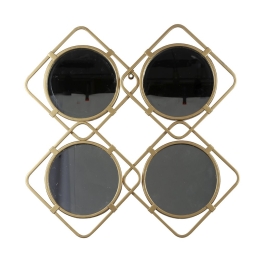 Μεταλλικός καθρέπτης σε χρυσή απόχρωση four mirrors 60x60 εκ