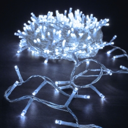 400 Led λαμπάκια IP44 με 8 προγράμματα με διάφανο καλώδιο και ψυχρό λευκό φως 20μ