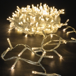 400 Led λαμπάκια IP44 με 8 προγράμματα με διάφανο καλώδιο και θερμό λευκό φως 20μ