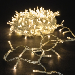 200 Led λαμπάκια IP44 με επεκτεινόμενο διάφανο καλώδιο και θερμό λευκό φως 10μ