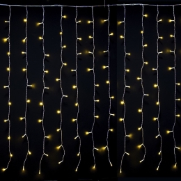 200 Led λαμπάκια IP44 κουρτίνα με επεκτεινόμενο διάφανο καλώδιο και λευκό θερμό φως 200x100 εκ