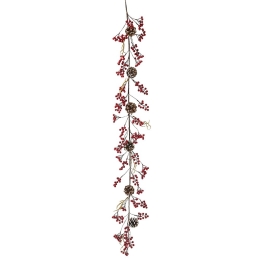 Berries κόκκινα και κουκουνάρια σε διακοσμητική γιρλάντα χριστουγεννιάτικη 150 εκ