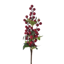 Διακοσμητικό πικ με κόκκινα berries και πράσινα φύλλα σετ των έξι 43 εκ
