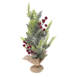 Δεντράκι διακοσμημένο με κόκκινα berries σε τσουβάλι 46 εκ