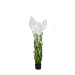 Γλάστρα με διακοσμητικά κλαδιά pampas grass σε λευκή απόχρωση 20x180 εκ