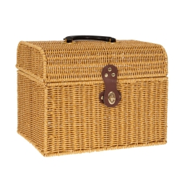 Picnic ψάθινο διακοσμητικό καλάθι πικ νικ σε φυσική απόχρωση 36x26x38 εκ 