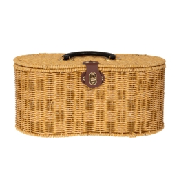 Picnic ψάθινο διακοσμητικό καλάθι πικ νικ σε φυσική απόχρωση 41x24x26 εκ 