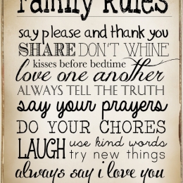 Πίνακας χειροποίητος family rules 20x30 εκ