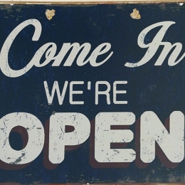 Πίνακας ρετρό χειροποίητος open closed διπλής όψης 30x20 εκ