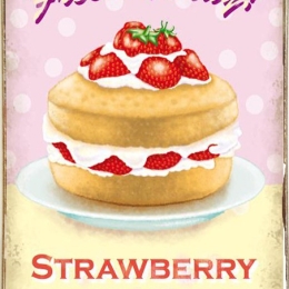 Ρετρό πίνακας χειροποίητος strawberry cake