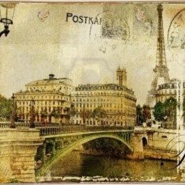 Ρετρό πίνακας χειροποίητος postcard Paris