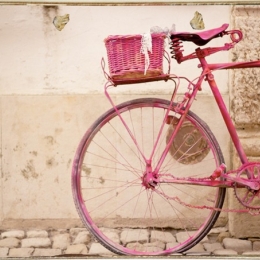 Ρετρό πίνακας χειροποίητος pink bike