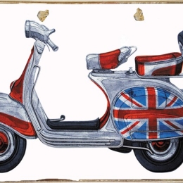Ρετρό πίνακας χειροποίητος UK vespa
