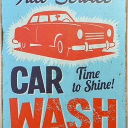 Car wash ξύλινος πίνακας χειροποίητος