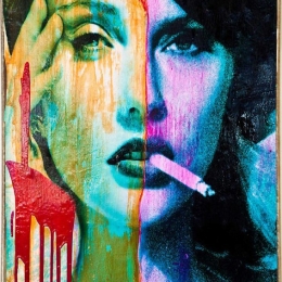 Cigarette woman ξύλινος πίνακας χειροποίητος