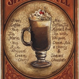 Spanish coffee ξύλινος πίνακας χειροποίητος