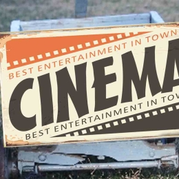 Cinema vintage ξύλινος πίνακας
