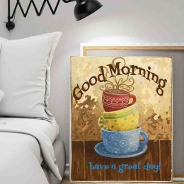 Good morning ξύλινος χειροποίητος πίνακας