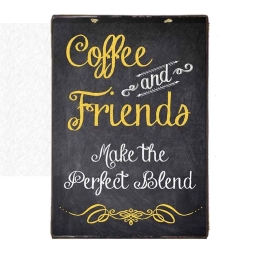 Vintage πίνακας χειροποίητος coffee and friends