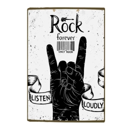 Rock for ever vintage ξύλινο χειροποίητο πινακάκι